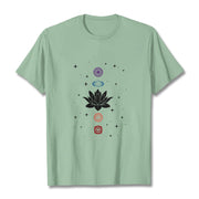 Buddha Stones Casual Lotus Flower Chakras Pattern Tee T-Shirt - PaleGreen - 2XL - image 15