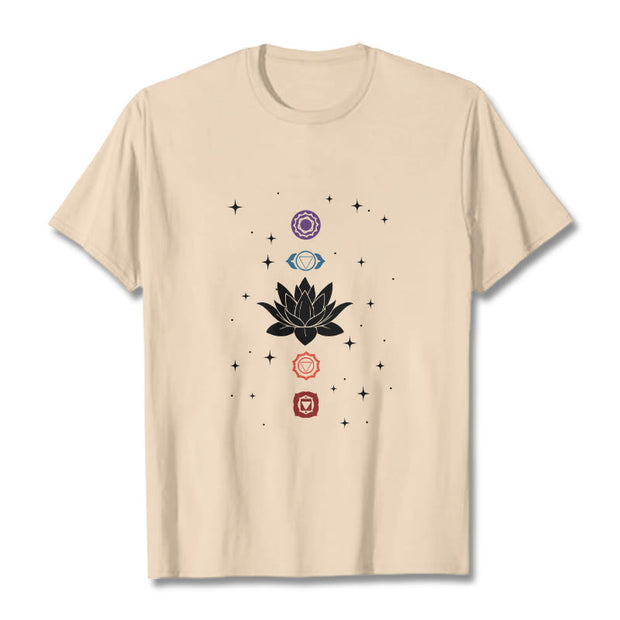 Buddha Stones Casual Lotus Flower Chakras Pattern Tee T-Shirt - Bisque - 2XL - image 9