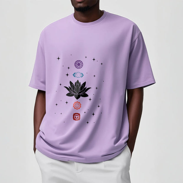 Buddha Stones Casual Lotus Flower Chakras Pattern Tee T-Shirt - image 18