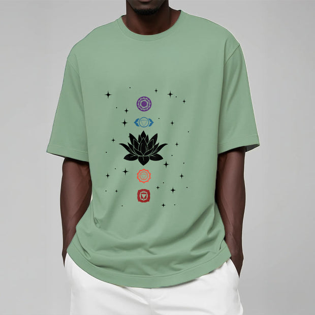 Buddha Stones Casual Lotus Flower Chakras Pattern Tee T-Shirt - image 16