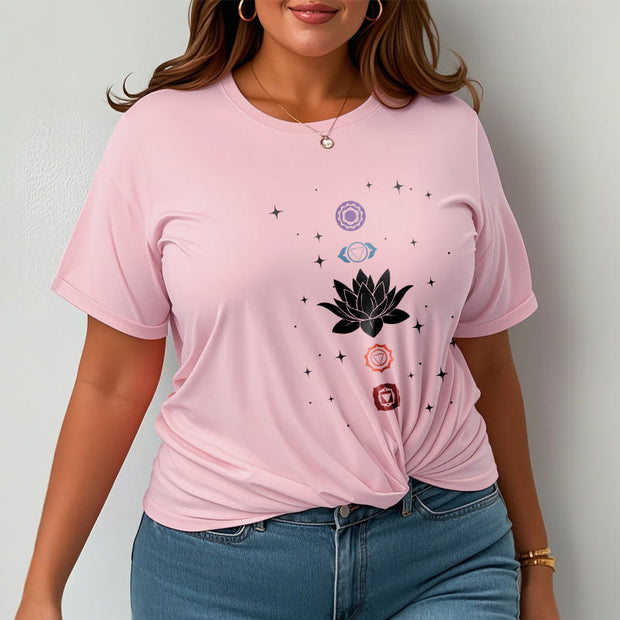 Buddha Stones Casual Lotus Flower Chakras Pattern Tee T-Shirt - image 14