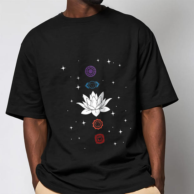 Buddha Stones Casual Lotus Flower Chakras Pattern Tee T-Shirt - image 2