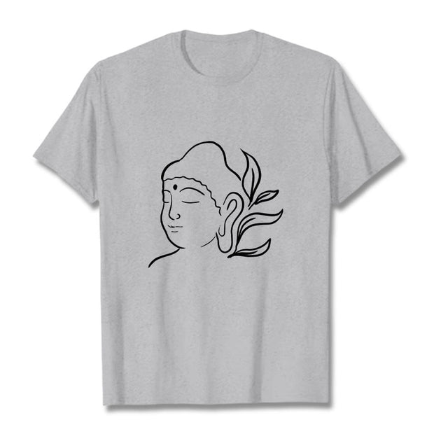 Buddha Stones Casual Buddha Face Pattern Tee T-shirt - LightGrey - 2XL - image 20