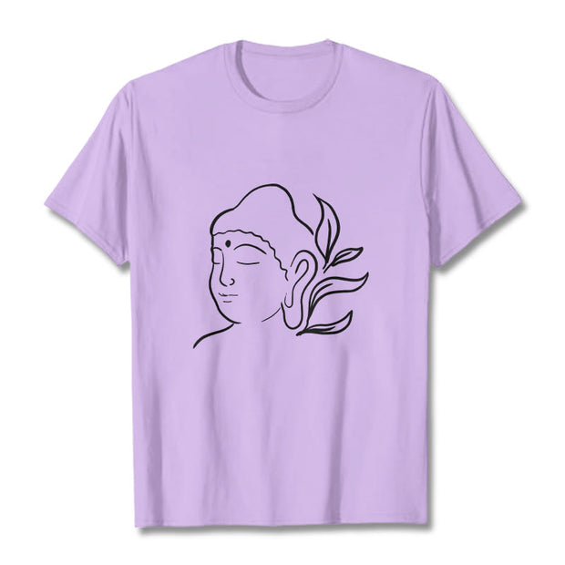 Buddha Stones Casual Buddha Face Pattern Tee T-shirt - Plum - 2XL - image 17