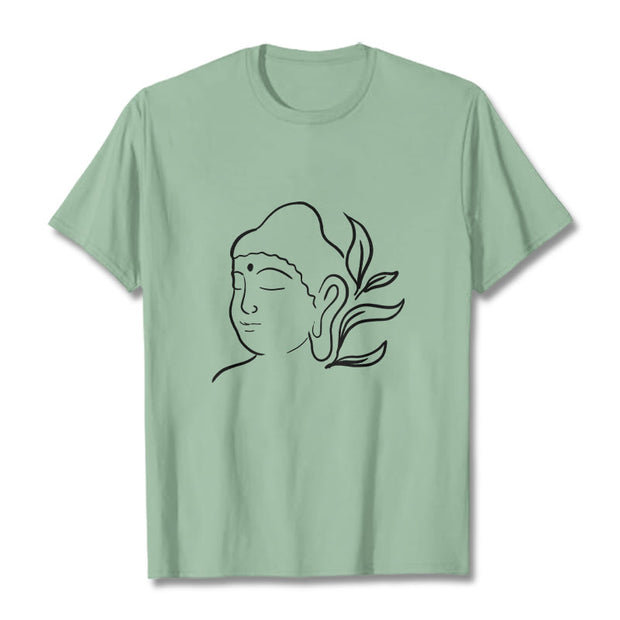 Buddha Stones Casual Buddha Face Pattern Tee T-shirt - PaleGreen - 2XL - image 15