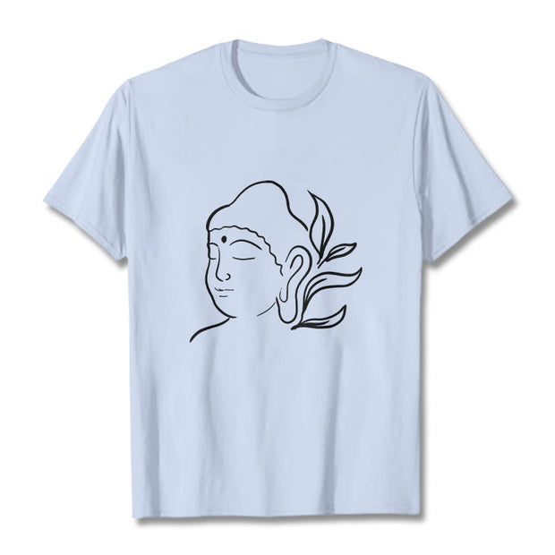 Buddha Stones Casual Buddha Face Pattern Tee T-shirt - LightCyan - 2XL - image 19