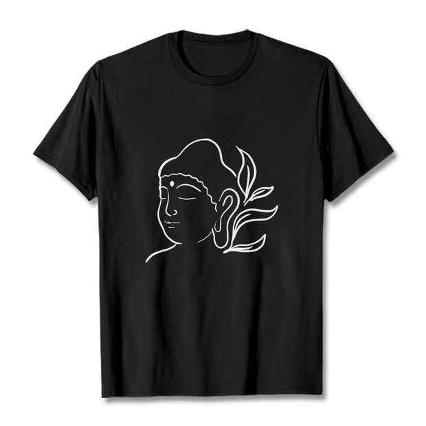 Buddha Stones Casual Buddha Face Pattern Tee T-shirt - Black - 2XL - image 1