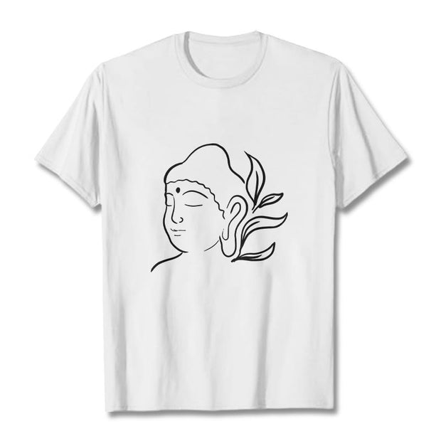 Buddha Stones Casual Buddha Face Pattern Tee T-shirt - White - 2XL - image 6