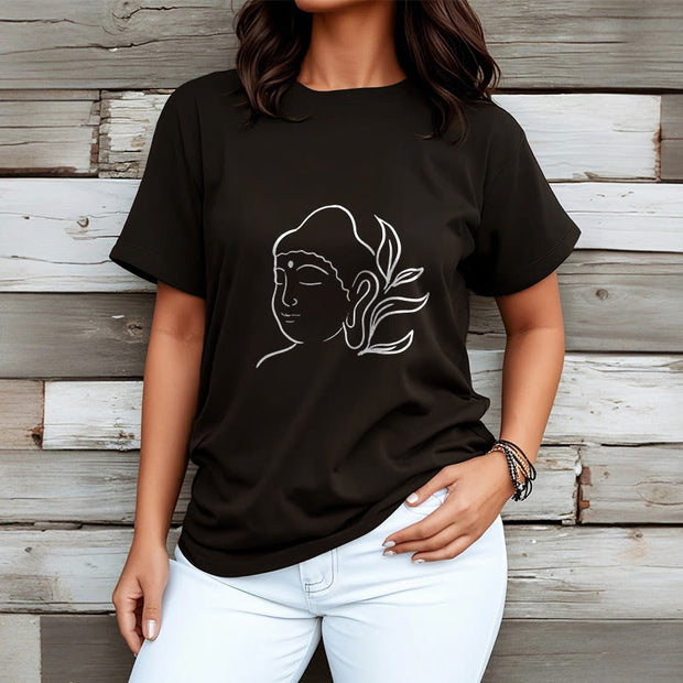 Buddha Stones Casual Buddha Face Pattern Tee T-shirt - image 4