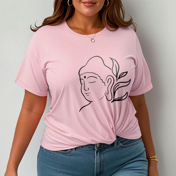 Buddha Stones Casual Buddha Face Pattern Tee T-shirt - image 14