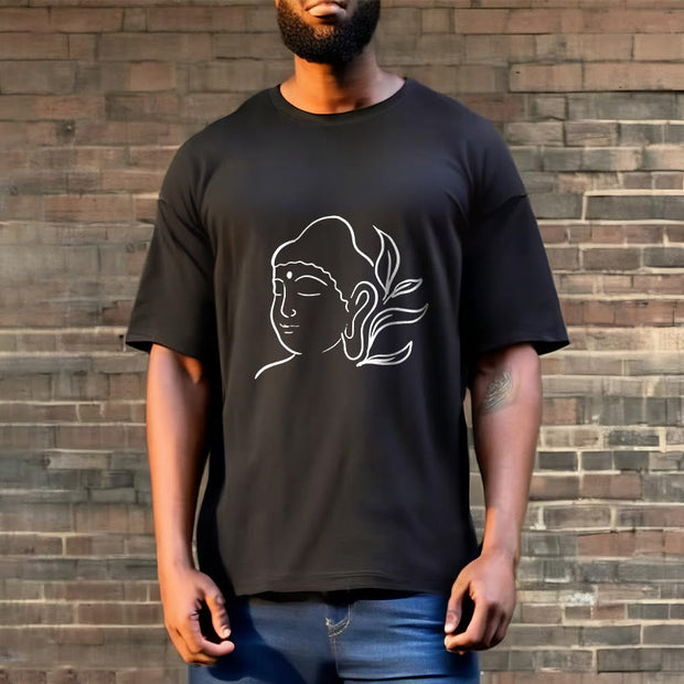 Buddha Stones Casual Buddha Face Pattern Tee T-shirt - image 3
