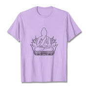 Buddha Stones Casual Meditation Buddha Pattern Tee T-shirt - Plum - 2XL - image 17