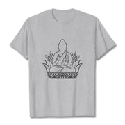 Buddha Stones Casual Meditation Buddha Pattern Tee T-shirt - LightGrey - 2XL - image 20