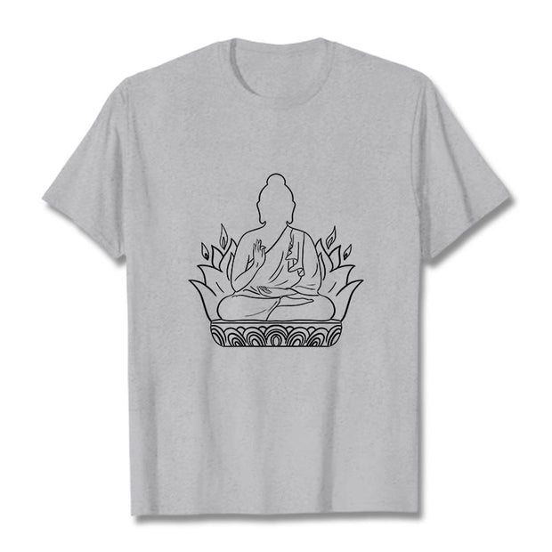 Buddha Stones Casual Meditation Buddha Pattern Tee T-shirt - LightGrey - 2XL - image 20