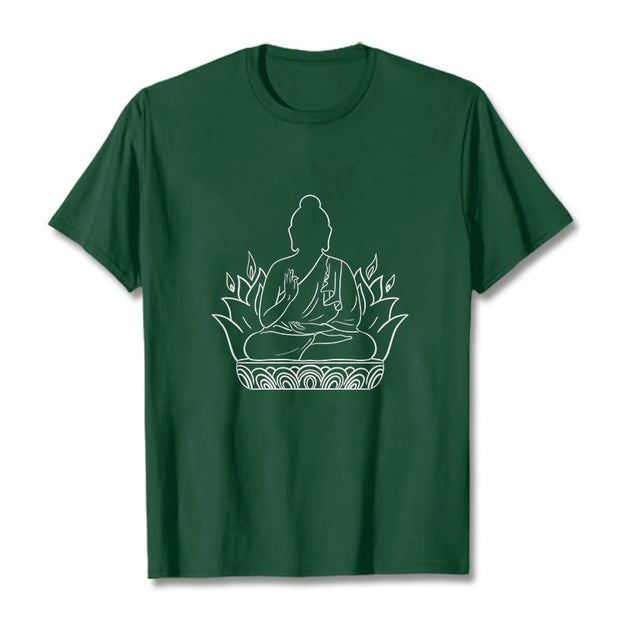 Buddha Stones Casual Meditation Buddha Pattern Tee T-shirt - ForestGreen - 2XL - image 11