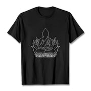 Buddha Stones Casual Meditation Buddha Pattern Tee T-shirt - Black - 2XL - image 4
