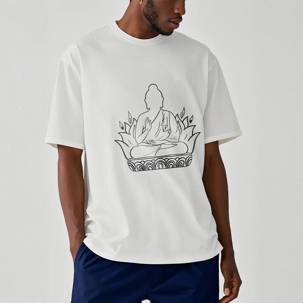 Buddha Stones Casual Meditation Buddha Pattern Tee T-shirt - image 9