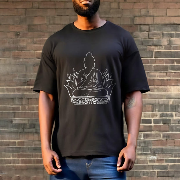 Buddha Stones Casual Meditation Buddha Pattern Tee T-shirt - image 6