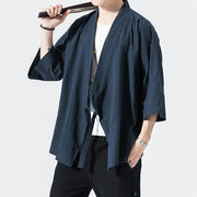 Buddha Stones Casual Plain Tang Suit Open Front Jacket Cotton Linen Men's Kimono - image 8