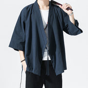 Buddha Stones Casual Plain Tang Suit Open Front Jacket Cotton Linen Men's Kimono - image 9