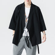 Buddha Stones Casual Plain Tang Suit Open Front Jacket Cotton Linen Men's Kimono - image 11
