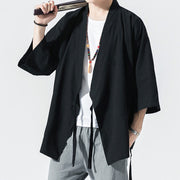 Buddha Stones Casual Plain Tang Suit Open Front Jacket Cotton Linen Men's Kimono - image 13