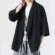 Buddha Stones Casual Plain Tang Suit Open Front Jacket Cotton Linen Men's Kimono - image 12