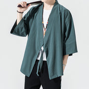 Buddha Stones Casual Plain Tang Suit Open Front Jacket Cotton Linen Men's Kimono - image 3
