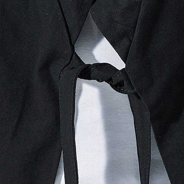 Buddha Stones Casual Plain Tang Suit Open Front Jacket Cotton Linen Men's Kimono - image 15
