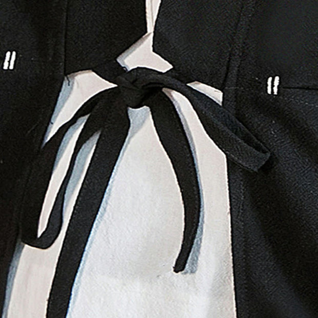 Buddha Stones Lace-Up Design Open Front Jacket Cotton Linen Men's Kimono With Pockets - image 18
