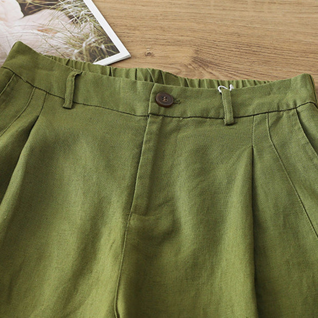 Buddha Stones Casual Retro Plain Women's Cotton Wide Leg Pants With Pockets Zipper - image 22