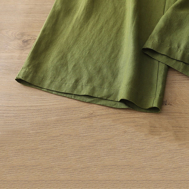 Buddha Stones Casual Retro Plain Women's Cotton Wide Leg Pants With Pockets Zipper - image 24