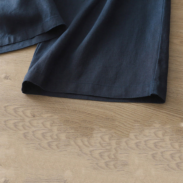 Buddha Stones Casual Retro Plain Women's Cotton Wide Leg Pants With Pockets Zipper - image 37