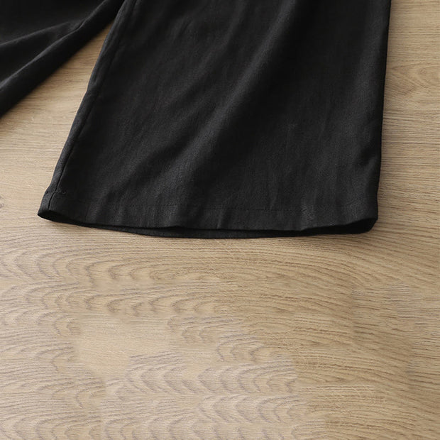 Buddha Stones Casual Retro Plain Women's Cotton Wide Leg Pants With Pockets Zipper - image 19