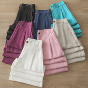 Buddha Stones Casual Retro Plain Women's Cotton Wide Leg Pants With Pockets Zipper - image 39