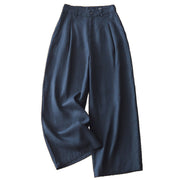 Buddha Stones Casual Retro Plain Women's Cotton Wide Leg Pants With Pockets Zipper - image 38