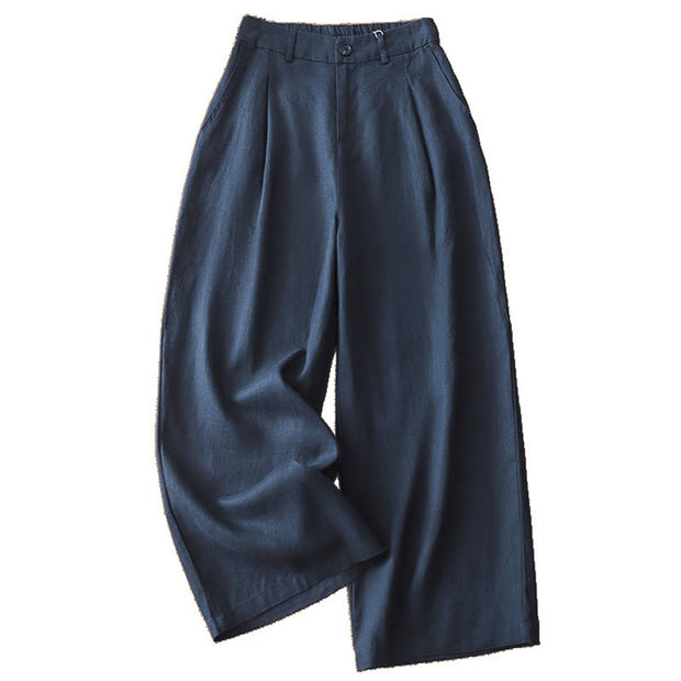Buddha Stones Casual Retro Plain Women's Cotton Wide Leg Pants With Pockets Zipper - image 38