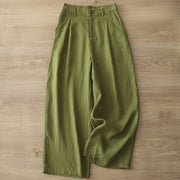 Buddha Stones Casual Retro Plain Women's Cotton Wide Leg Pants With Pockets Zipper - image 21