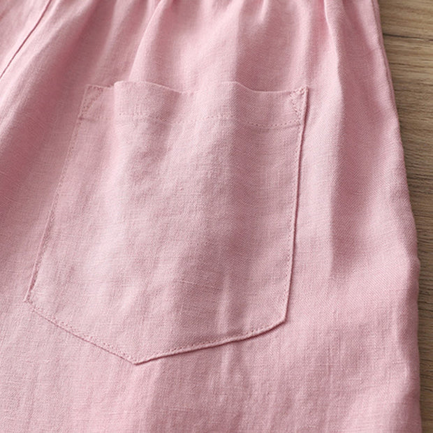Buddha Stones Casual Retro Plain Women's Cotton Wide Leg Pants With Pockets Zipper - image 28