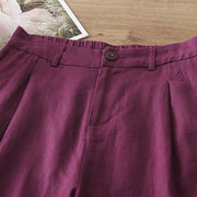 Buddha Stones Casual Retro Plain Women's Cotton Wide Leg Pants With Pockets Zipper - image 32