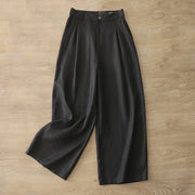 Buddha Stones Casual Retro Plain Women's Cotton Wide Leg Pants With Pockets Zipper - Black - US8-10，UK/AU12-14，EU40-42 (2XL) - image 16