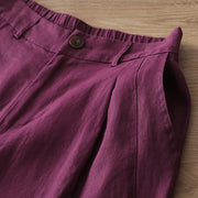 Buddha Stones Casual Retro Plain Women's Cotton Wide Leg Pants With Pockets Zipper - image 31