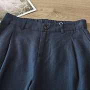 Buddha Stones Casual Retro Plain Women's Cotton Wide Leg Pants With Pockets Zipper - image 35
