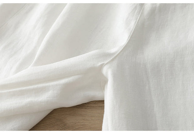 Buddha Stones Casual Retro Plain Women's Cotton Wide Leg Pants With Pockets Zipper - image 13