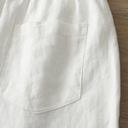 Buddha Stones Casual Retro Plain Women's Cotton Wide Leg Pants With Pockets Zipper - image 11