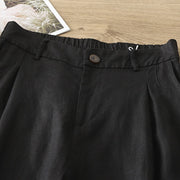 Buddha Stones Casual Retro Plain Women's Cotton Wide Leg Pants With Pockets Zipper - image 17
