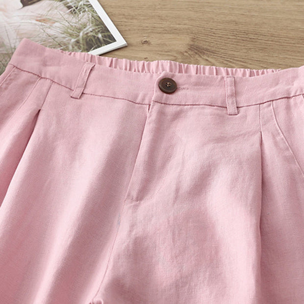 Buddha Stones Casual Retro Plain Women's Cotton Wide Leg Pants With Pockets Zipper - image 27