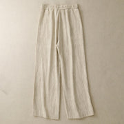 Buddha Stones Casual Summer Lace-Up Texture Design Women's Cotton Wide Leg Pants With Pockets - image 2