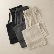 Buddha Stones Casual Summer Lace-Up Texture Design Women's Cotton Wide Leg Pants With Pockets - image 18