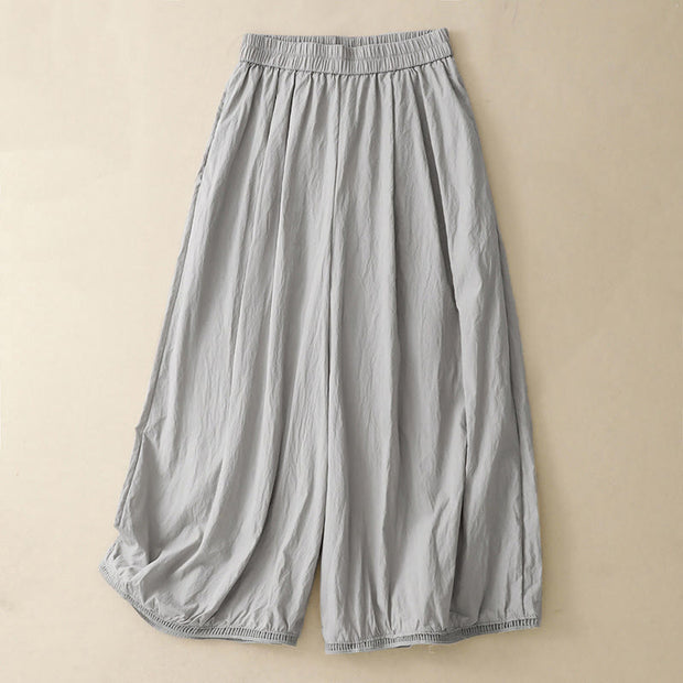 Buddha Stones Casual Hem Hollow Design Women's Cotton 7-8 Length Wide Leg Pants With Pockets - Silver - US8-10，UK/AU12-14，EU40-42 (2XL) - image 13